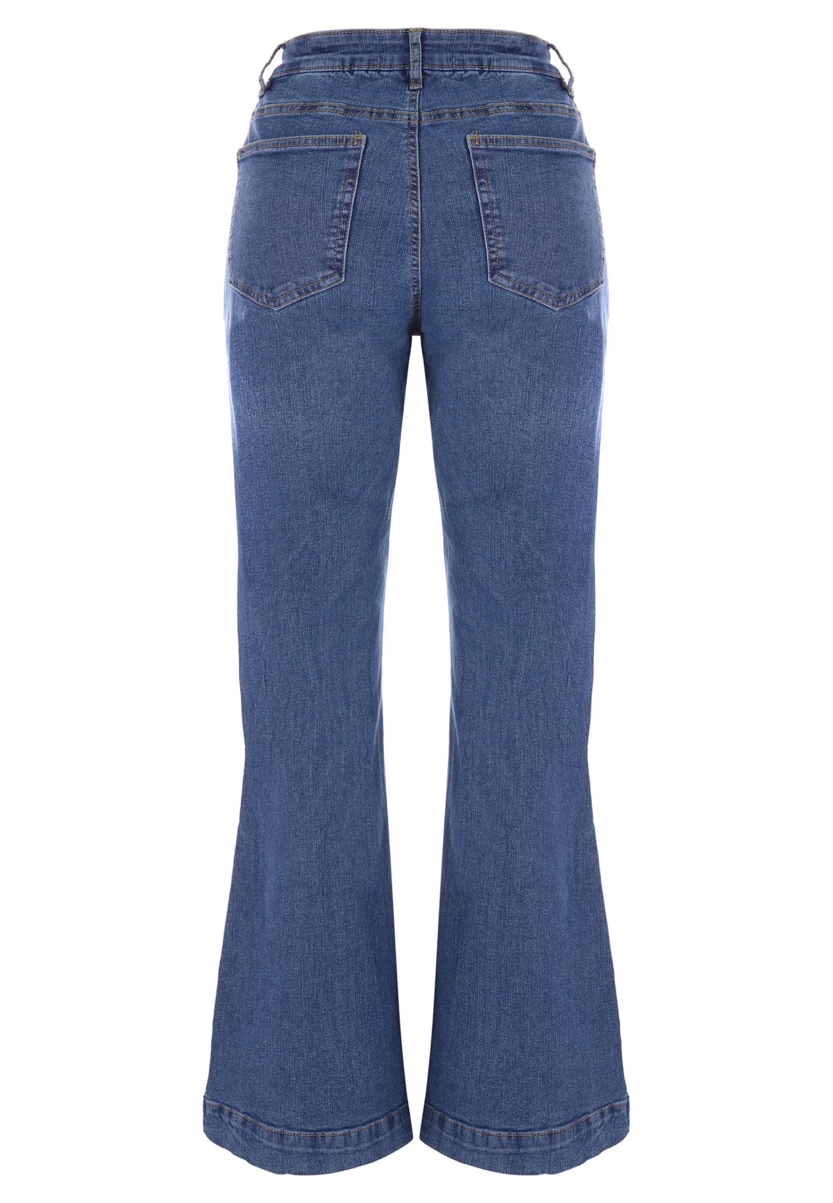 Womens Blue Seam Flare Leg Jeans