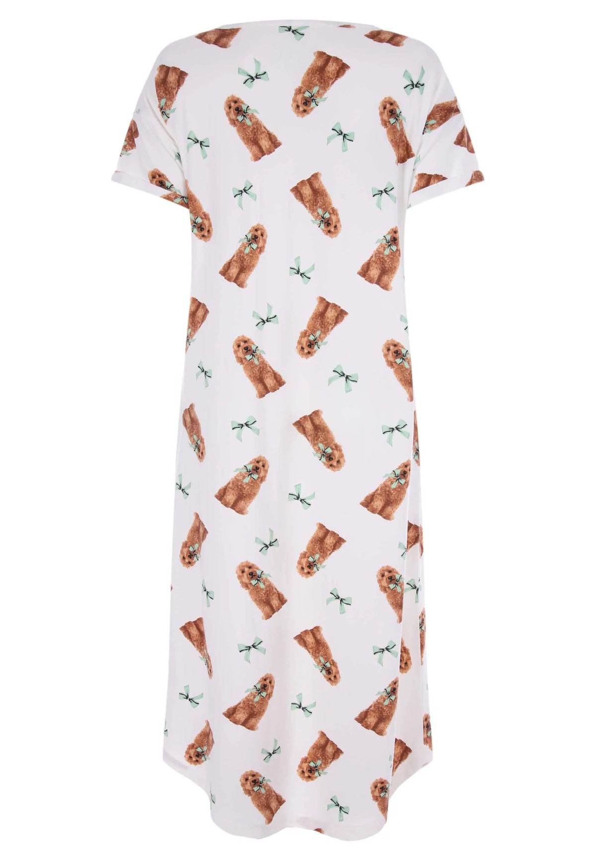 Womens Cream Dog Print Soft Touch Long Nightdress