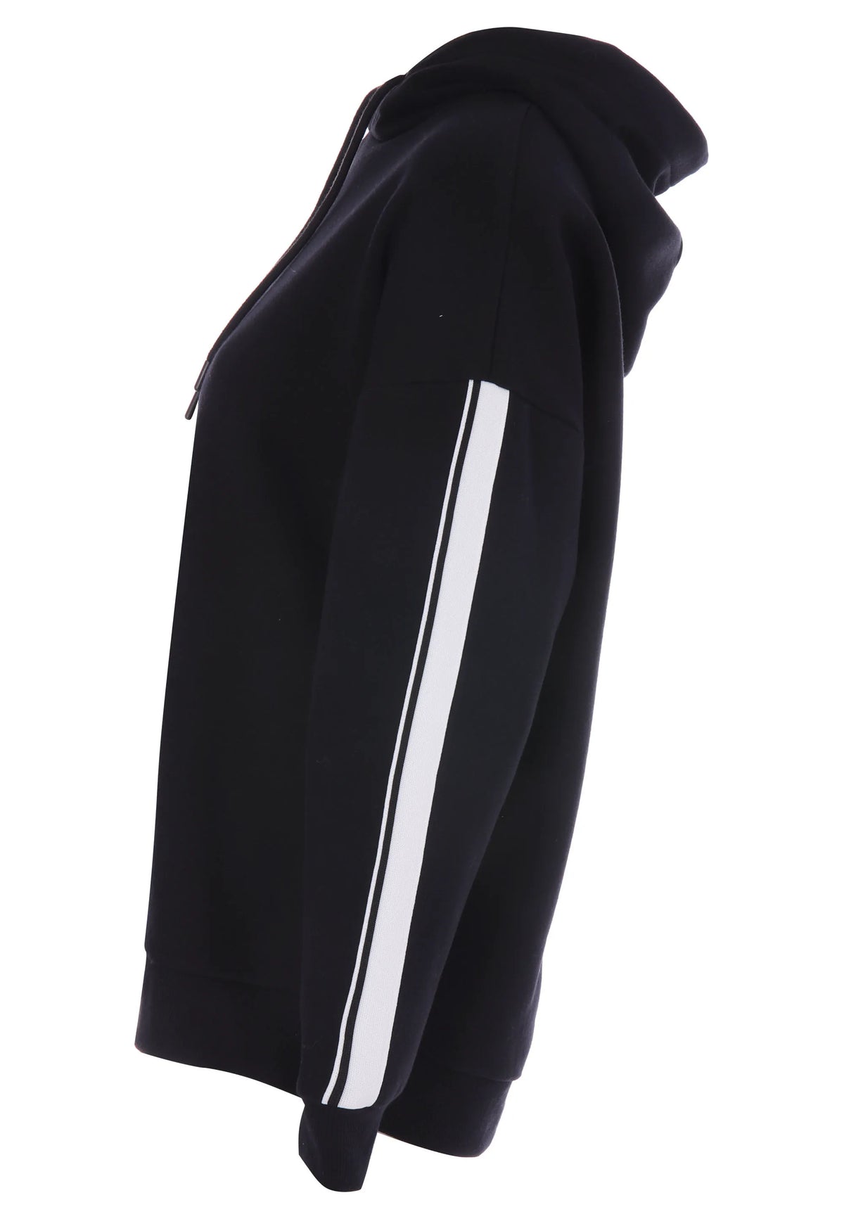 Womens Black Long Sleeve Hoodie with Stripe