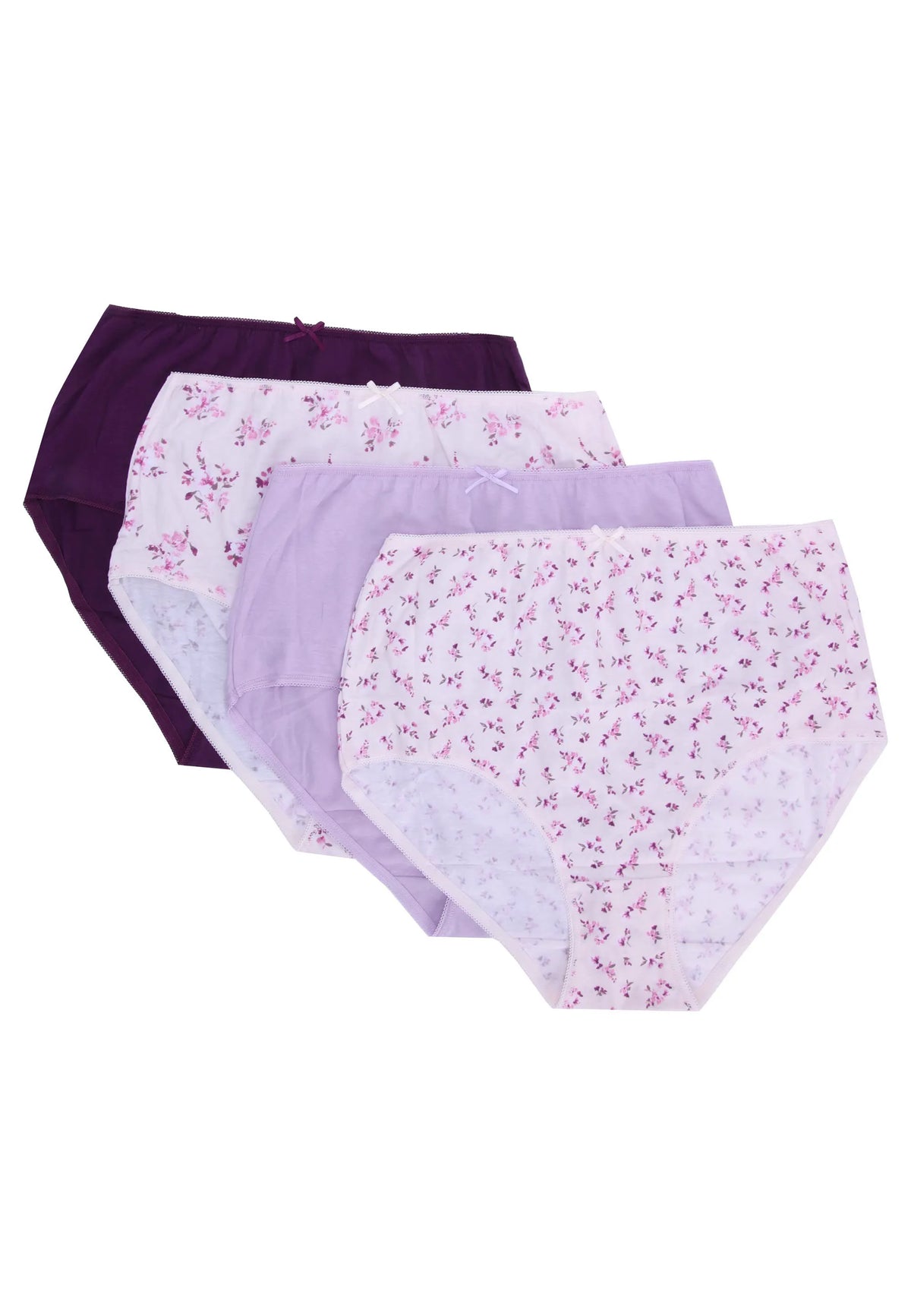 Womens 4pk Purple Floral Full Briefs