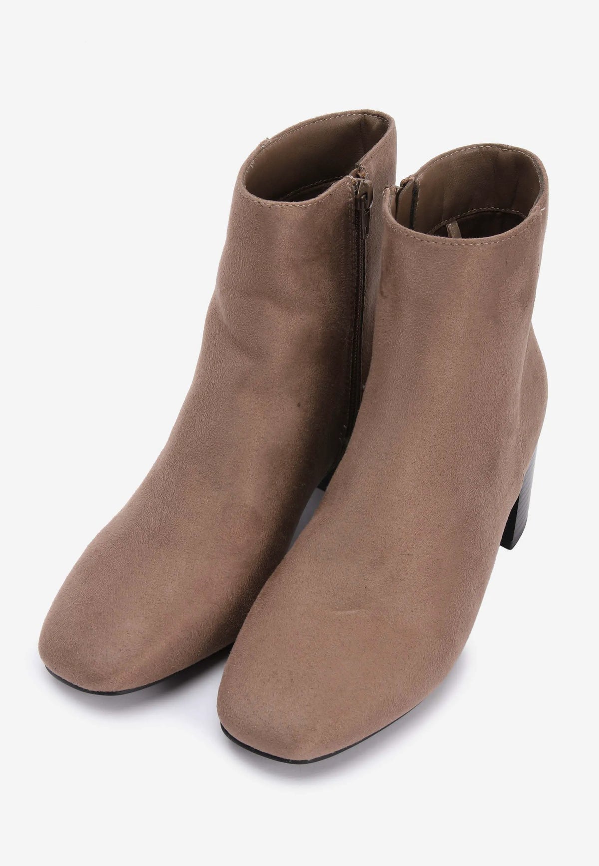 Womens Beige Block Heel Ankle Boots