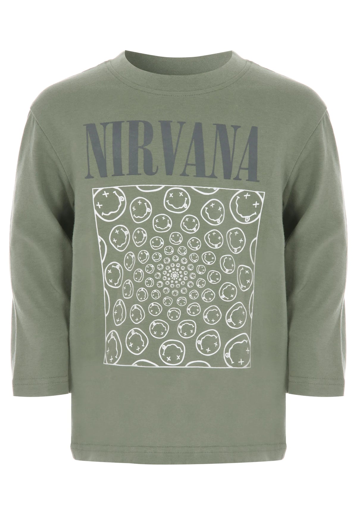 Younger Boys Green Cotton Nirvana Band T-Shirt