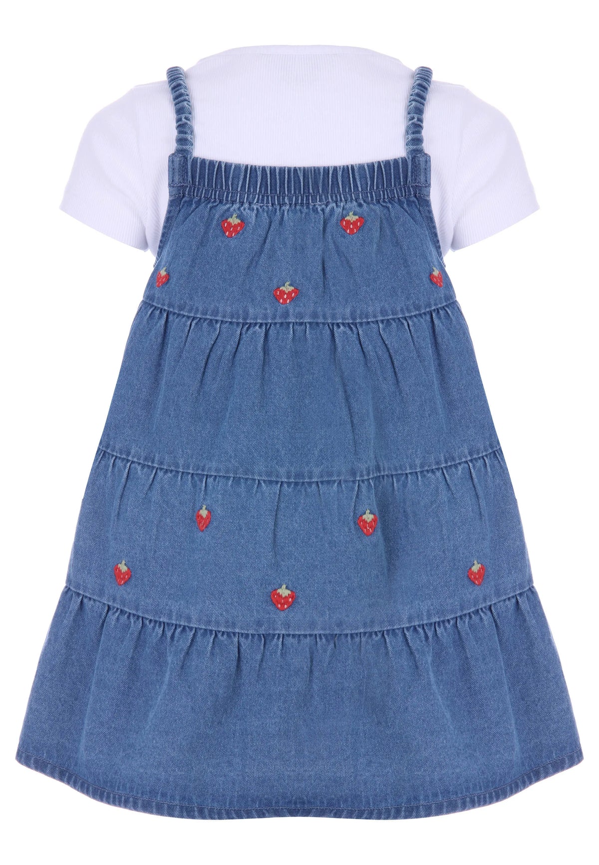 Younger Girl Blue Denim Strawberry Dress & T-Shirt Set