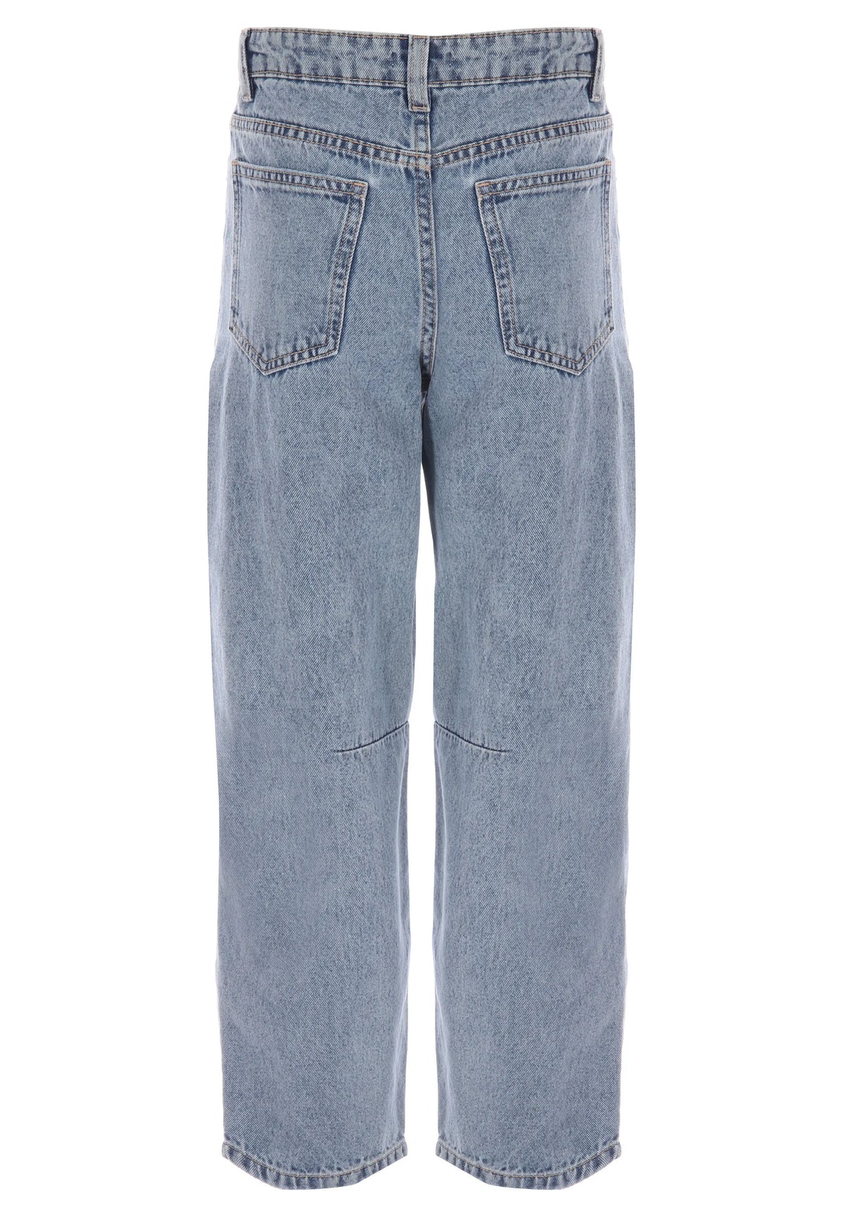Older Girls Blue Ripped Barrel Leg Jeans