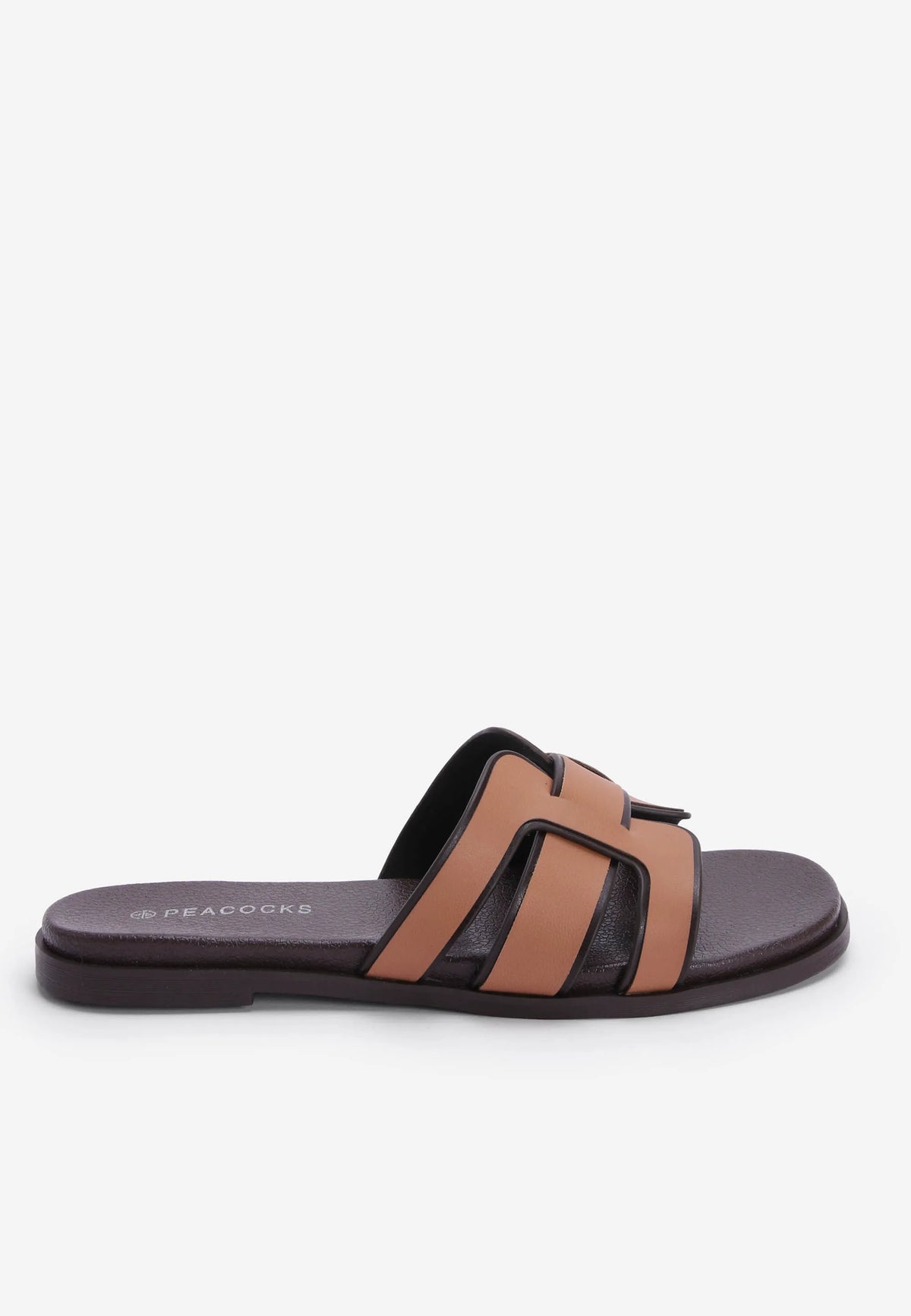 Womens Brown Geo Strap Sandals