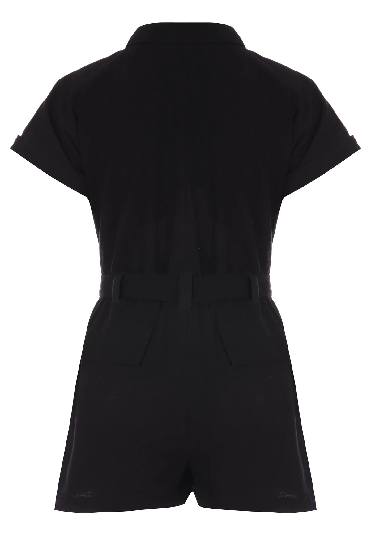 Womens Black Utility Cotton Playsuit
