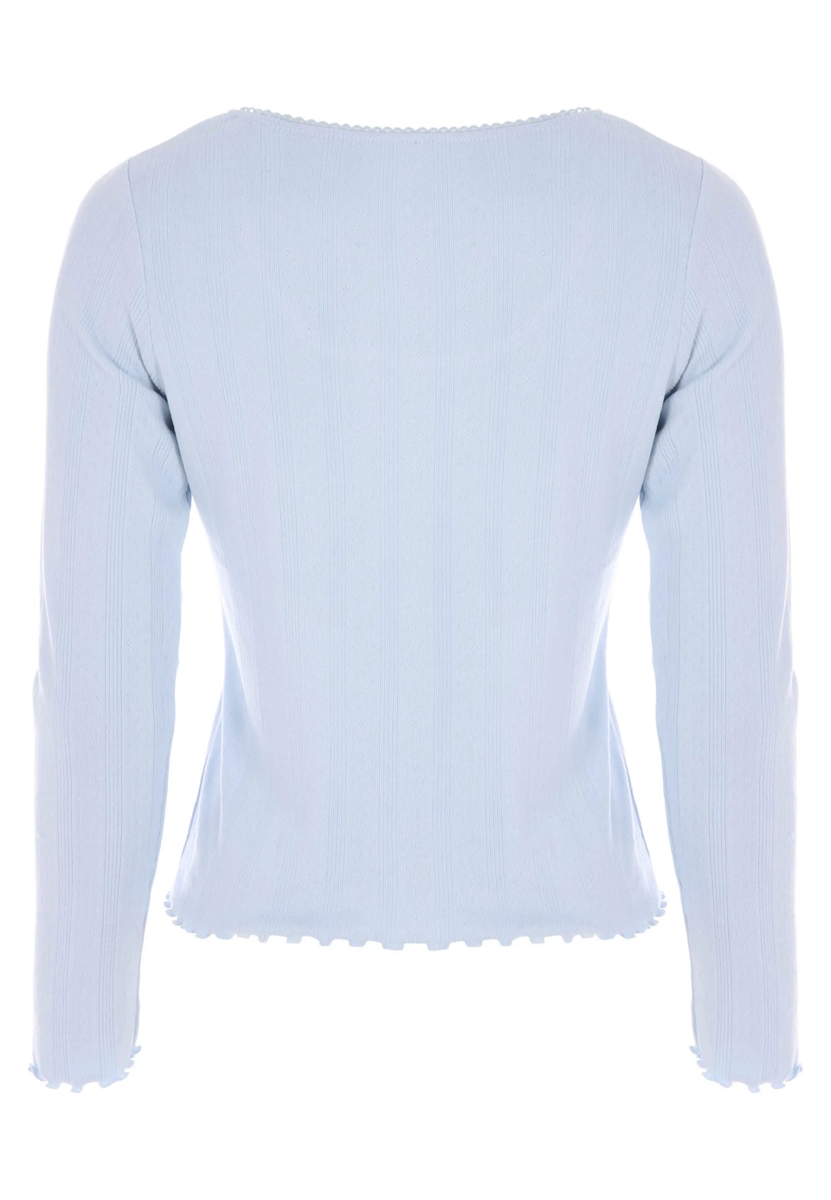 Womens Light Blue Pointelle Long Sleeved Pyjama Top