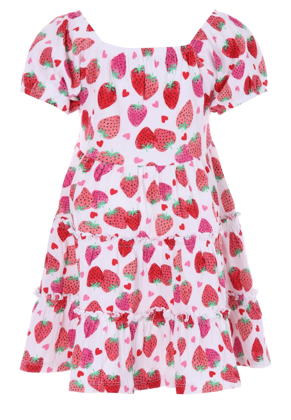 Younger Girls Red Strawberry Tiered Dress