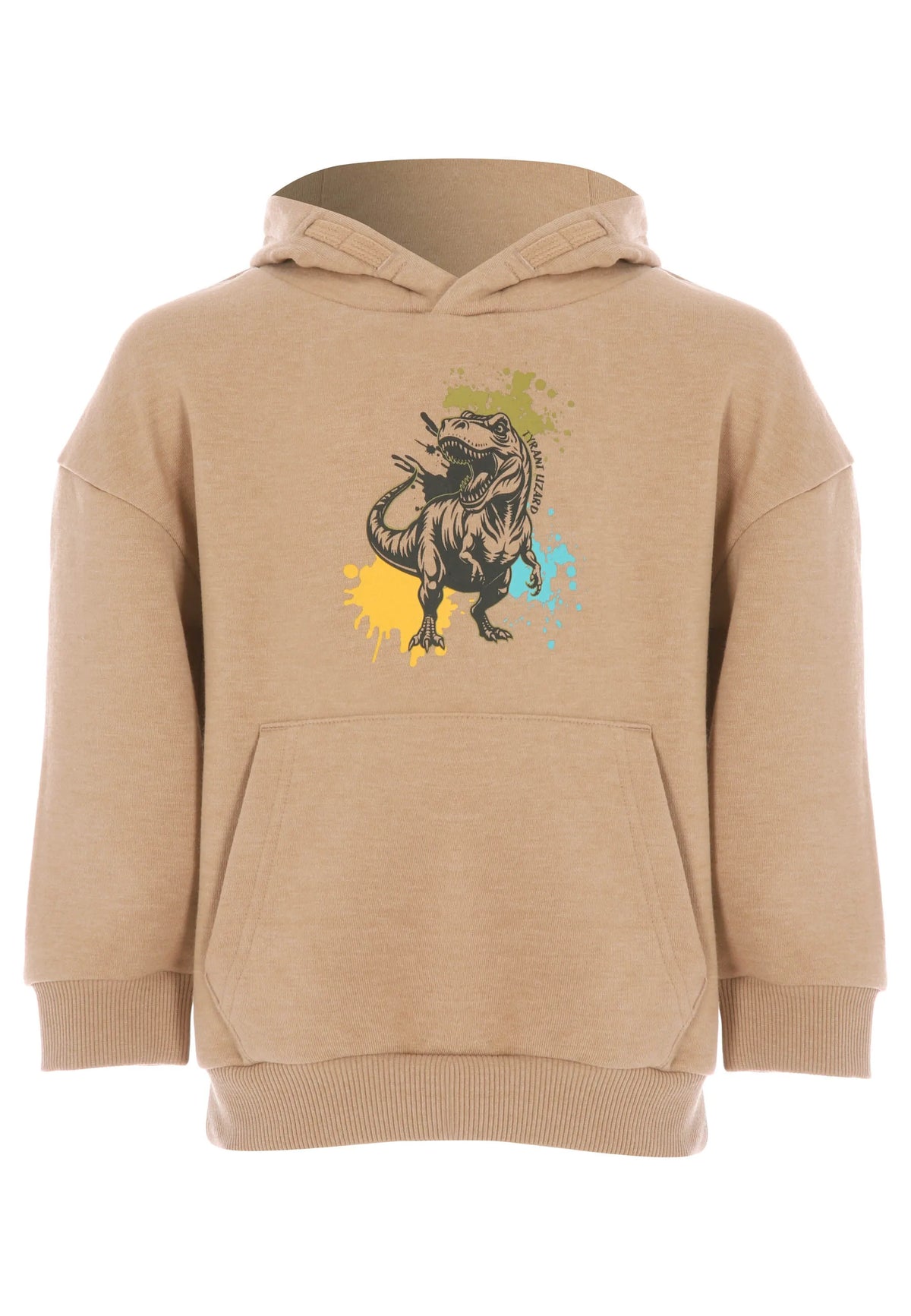 Younger Boys Light Brown Dinosaur Hoody