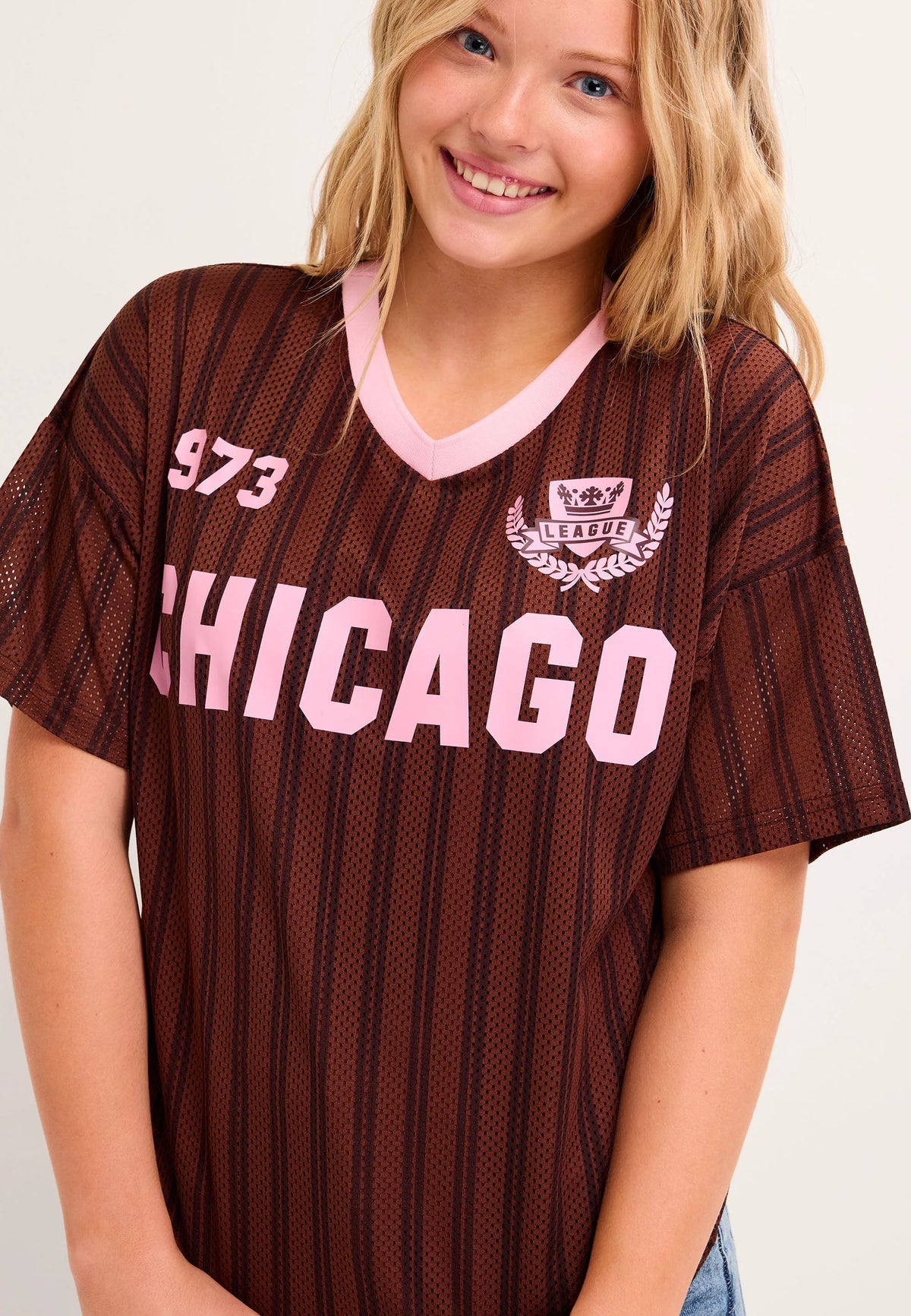Older Girls Brown Chicago Football Top