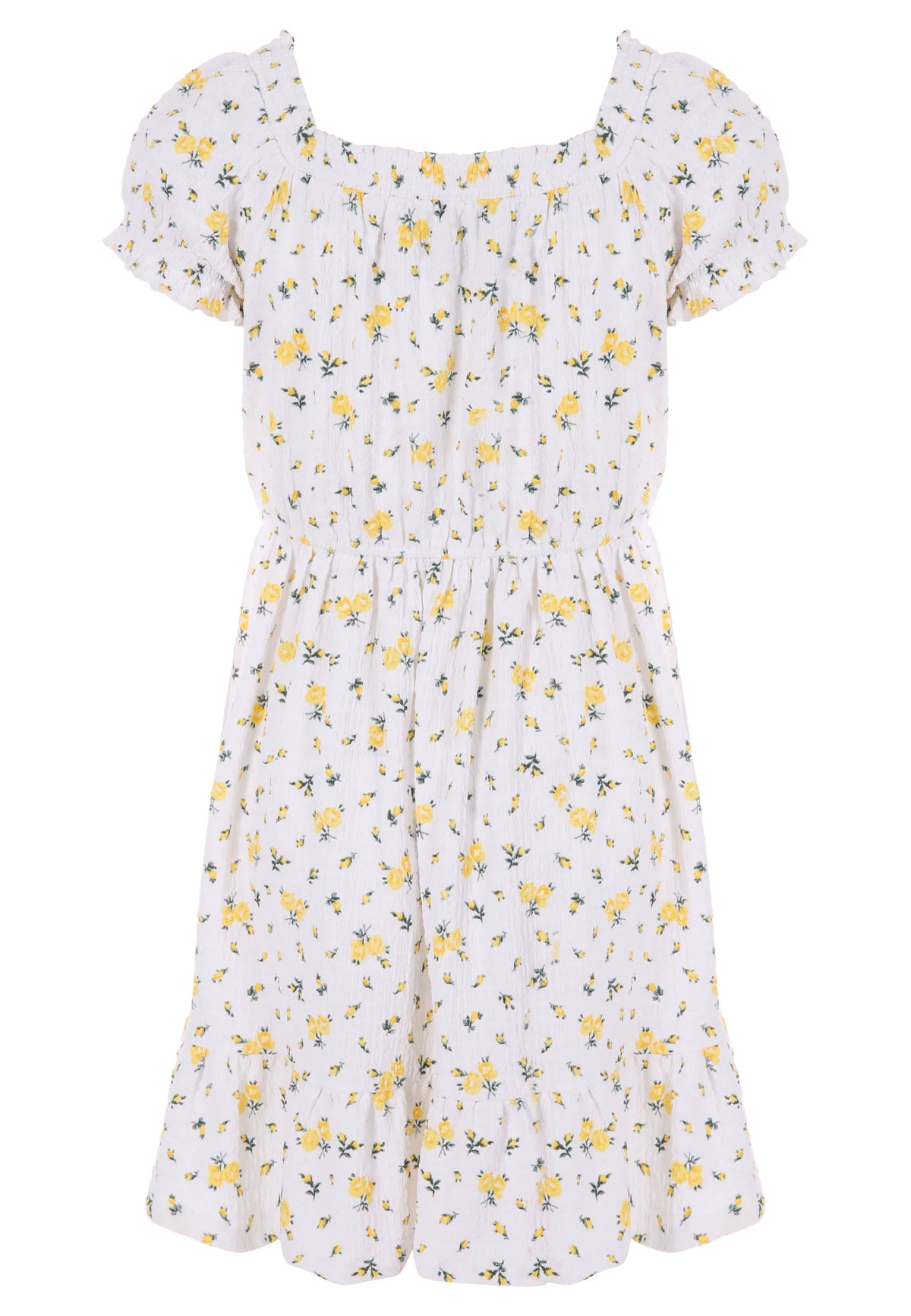 Older Girls White & Yellow Floral Dress