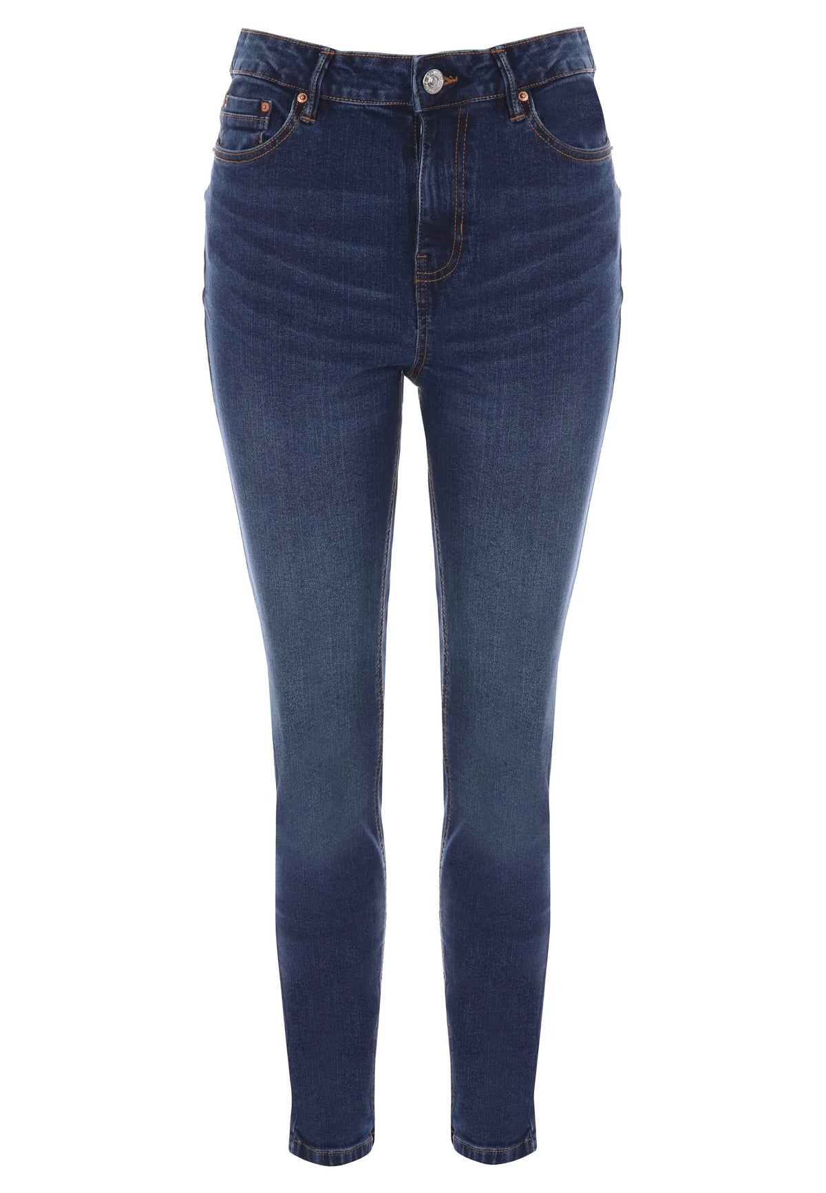 Womens Blue Plain Skinny Jeans