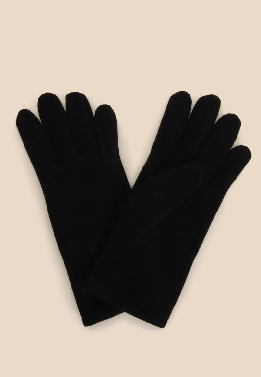 Womens Black Plain Fleece Gloves