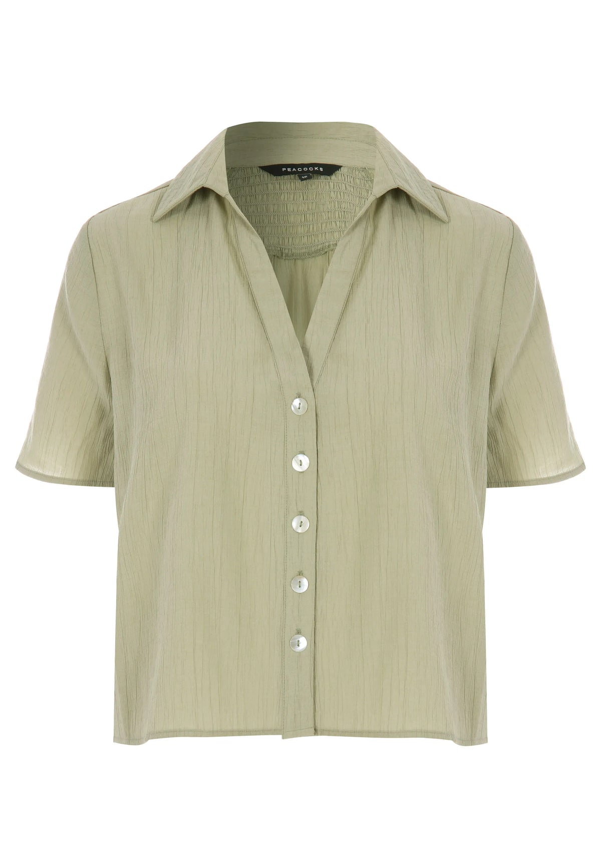 Womens Sage Textured Short Sleeve Shirt
