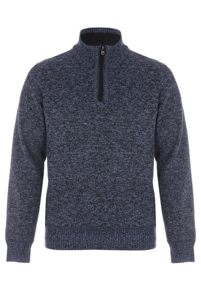 Mens Blue Sherpa Quarter Zip Jumper