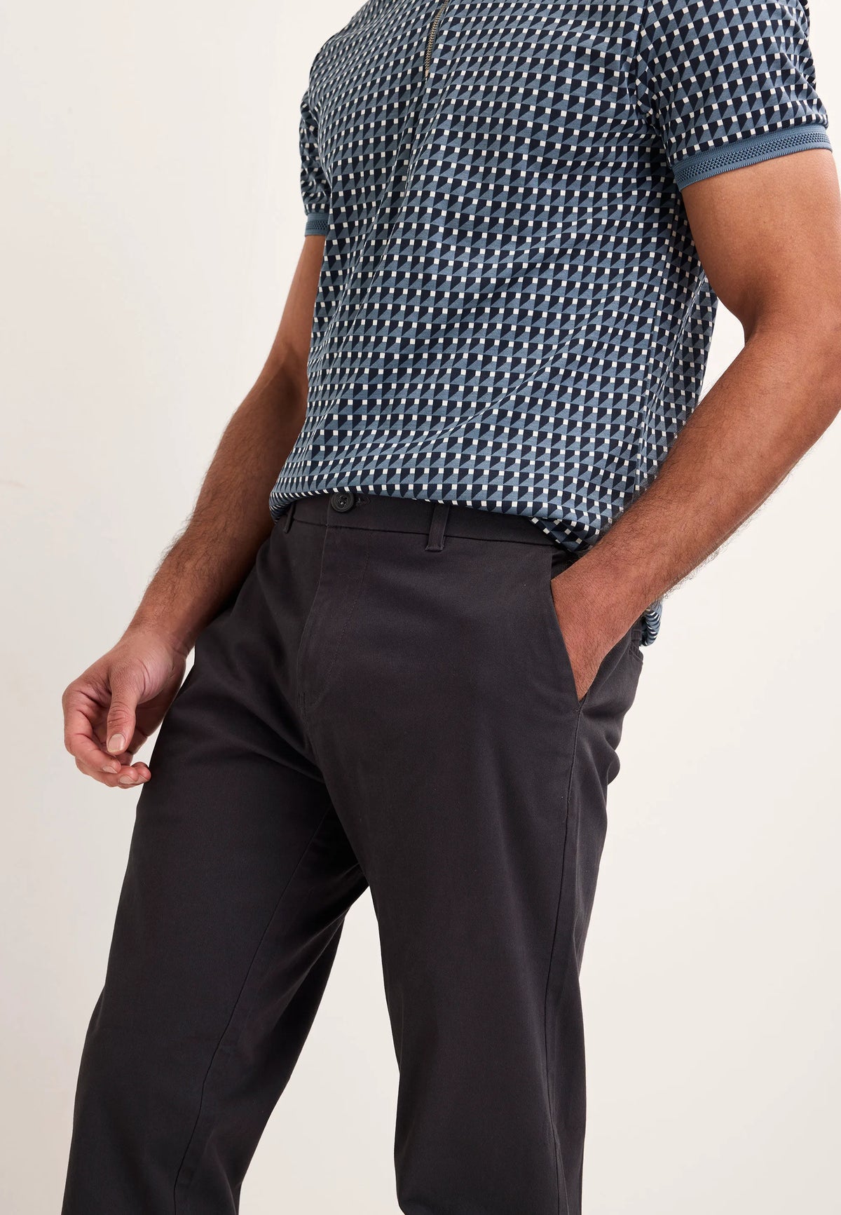 Mens Charcoal Straight Leg Chino Trousers