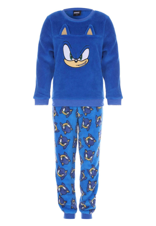 Younger Boys Blue Sonic The Hedgehog Fleece Pyjama Set