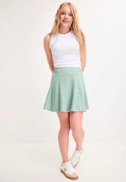Older Girls Mint Floral Crinkle Skirt