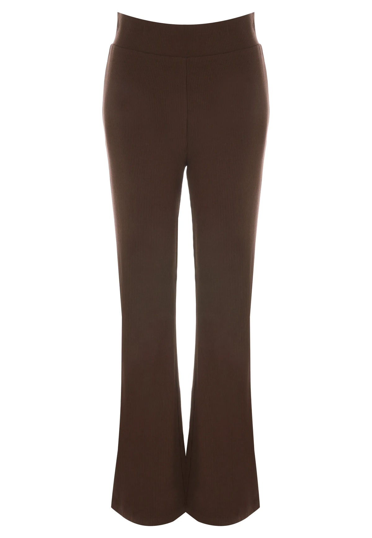 Womens Brown Ribbed Fit & Flare Trousers