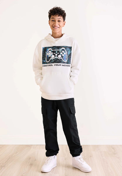 Older Boys Ecru Gaming Hoody
