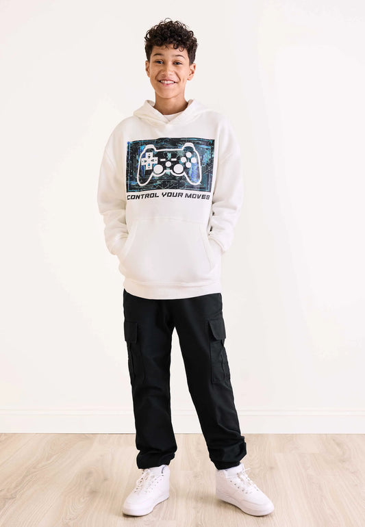 Older Boys Ecru Gaming Hoody