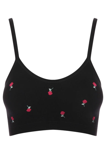 Womens Black Rose Seamless Comfort Bra