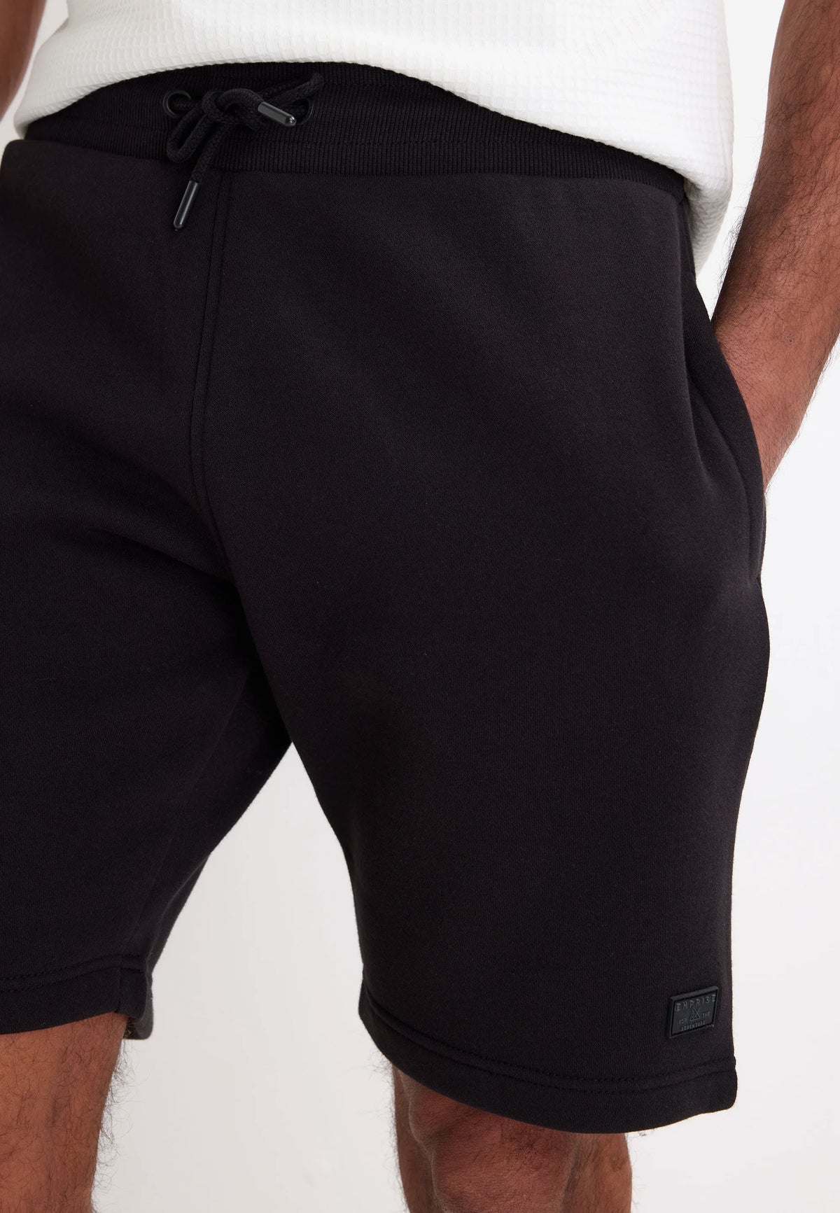 Mens Black Casual Drawstring Sweat Shorts