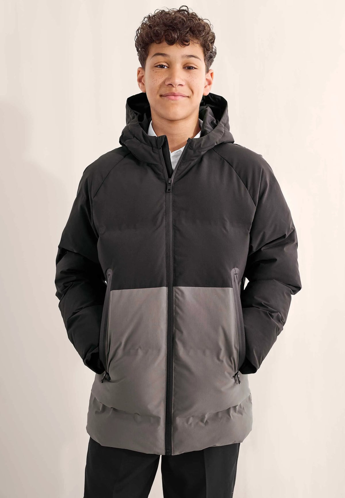 Older Boys Black Colour Block Padded Jacket