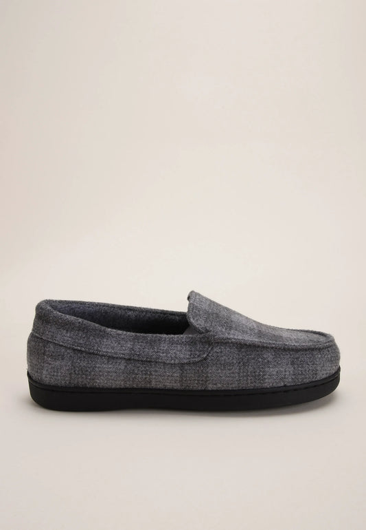 Mens Grey Check Closed Back Apron Slippers