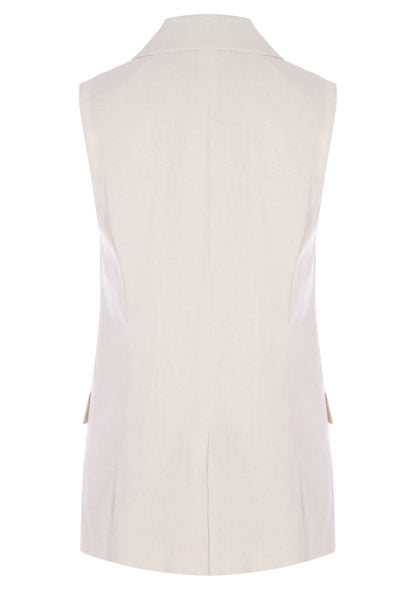 Womens Cream Linen Blend Waistcoat