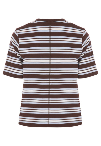 Womens Chocolate Brown Diamante Stripe T-Shirt