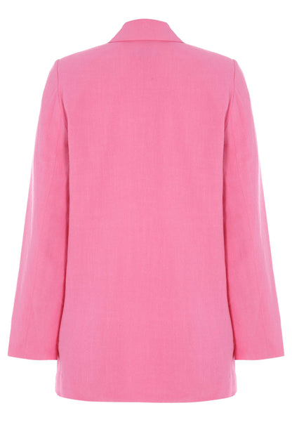 Womens Pink Linen Blend Blazer