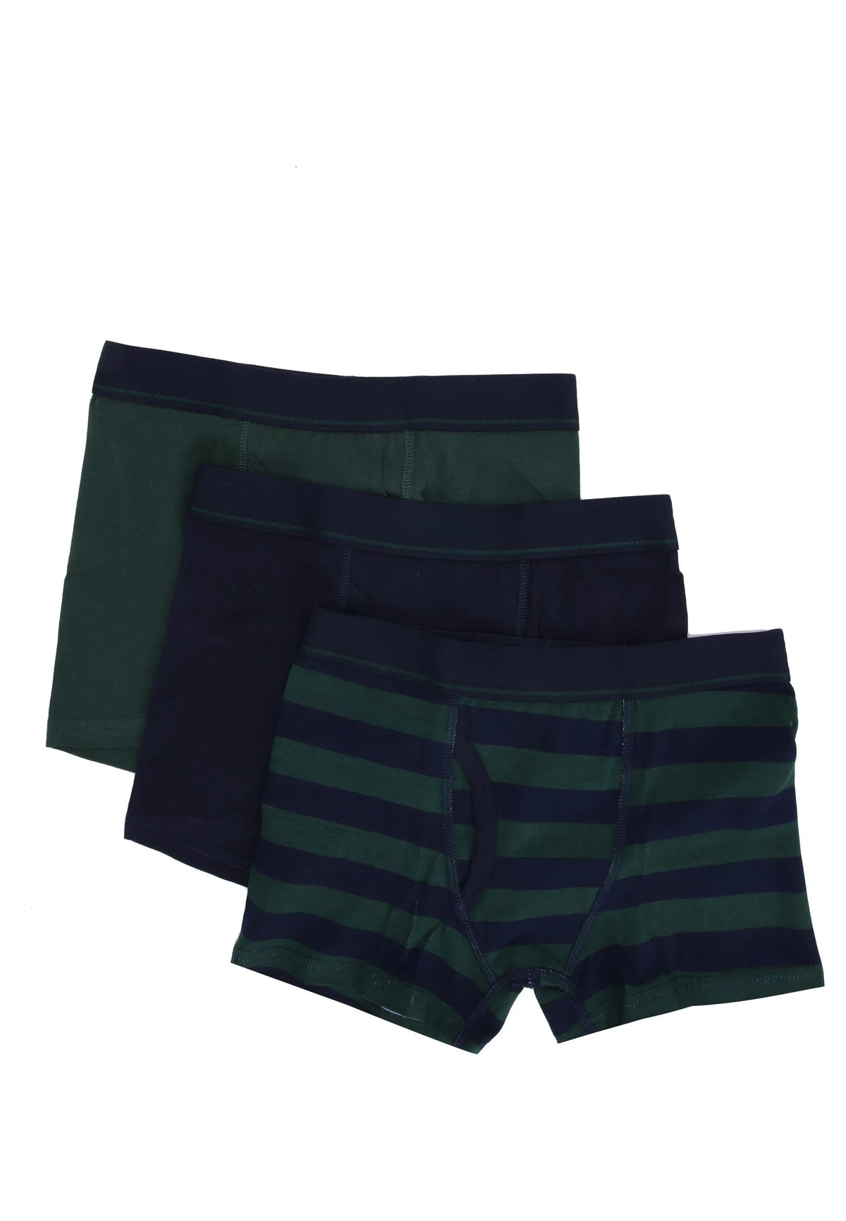 Older Boys 3pk Green & Black Stripe Trunks