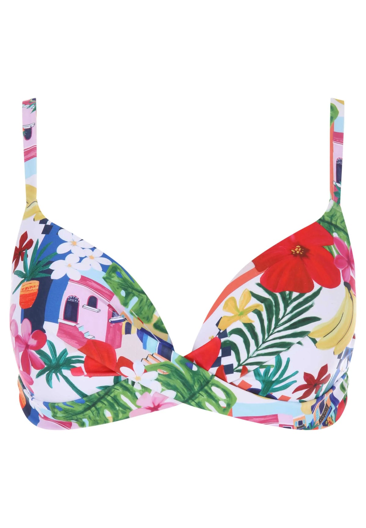 Womens Red Rio Floral Print Bikini Top