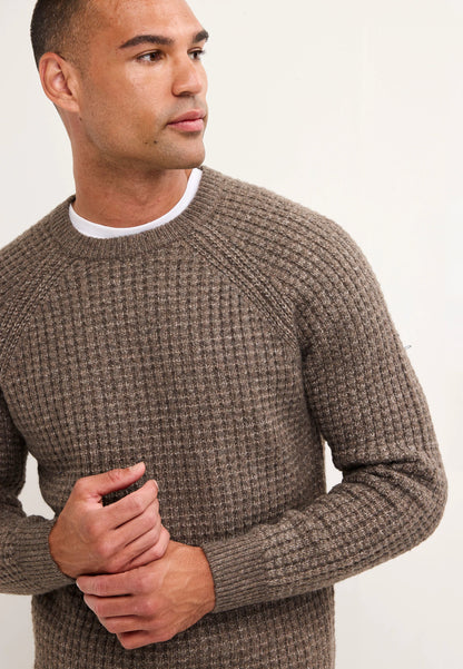 Mens Mocha Cosy Wool Blend Jumper