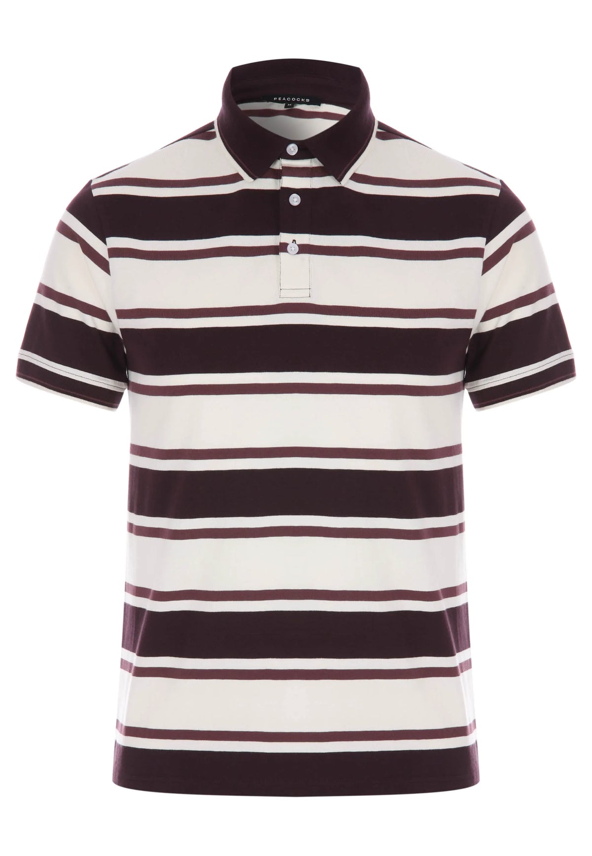 Mens Plum Horizontal Stripe Polo Shirt