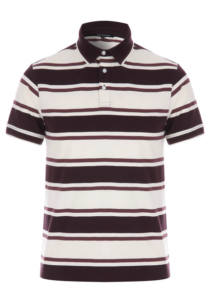 Mens Plum Horizontal Stripe Polo Shirt