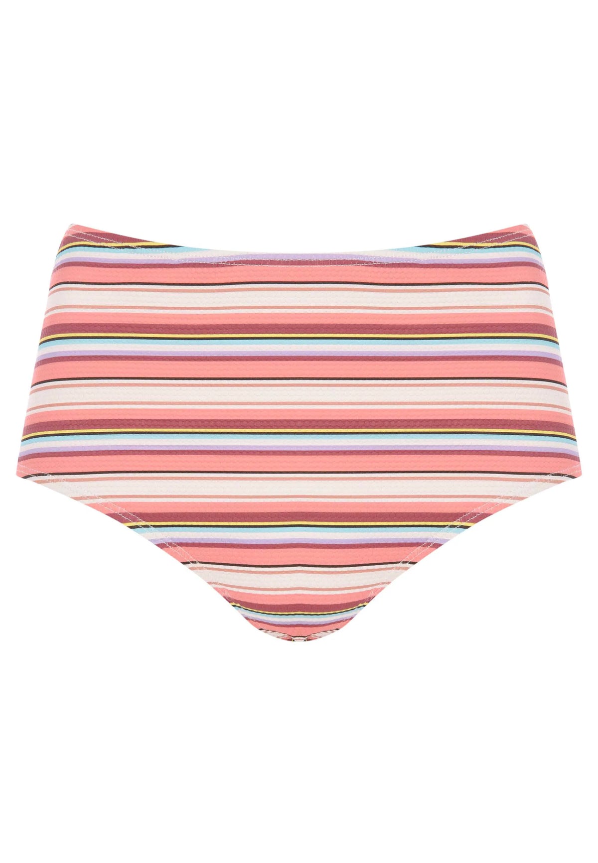 Womens Peach Stripe High Waist Bikini Briefs