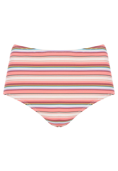 Womens Peach Stripe High Waist Bikini Briefs