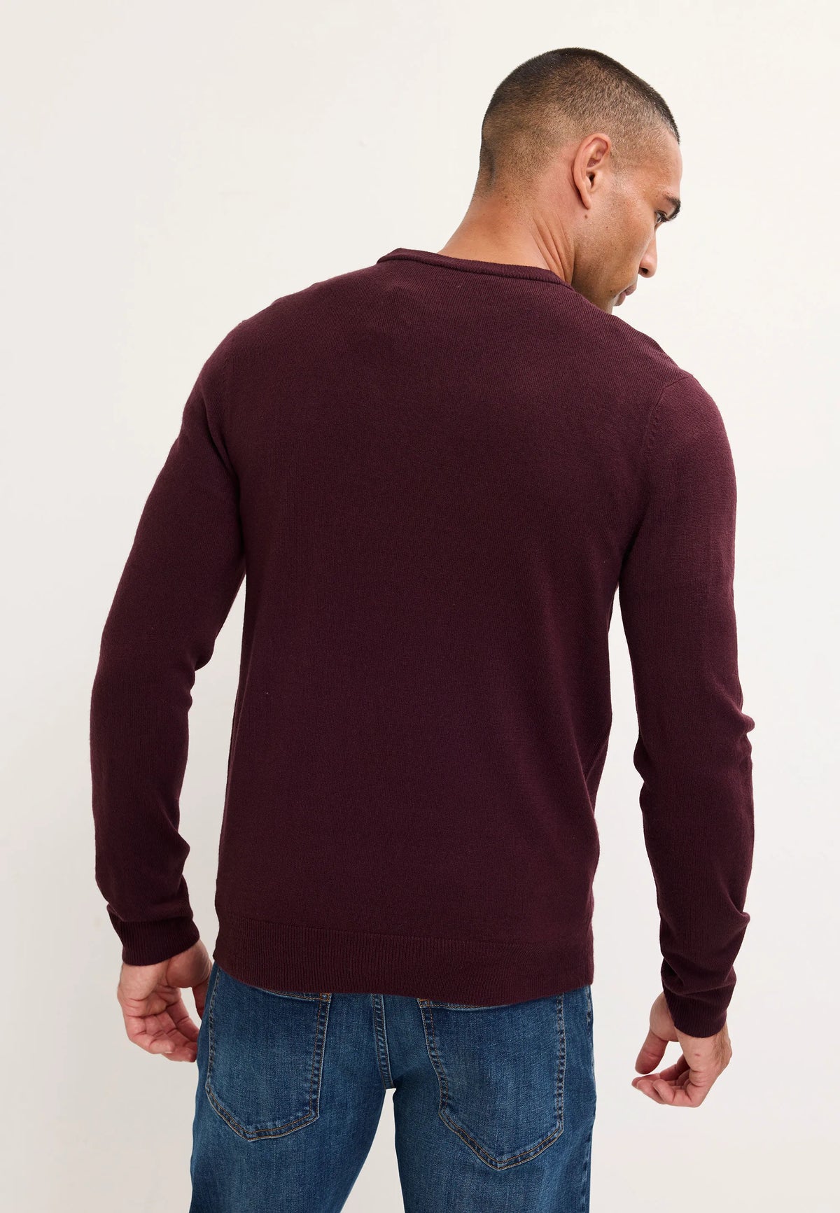 Mens Plum Soft Touch Crew Neck Jumper