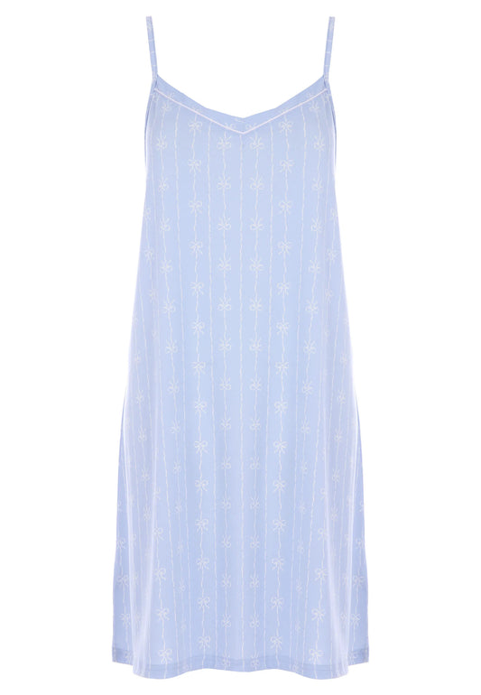 Womens Blue Bow Soft Touch Chemise