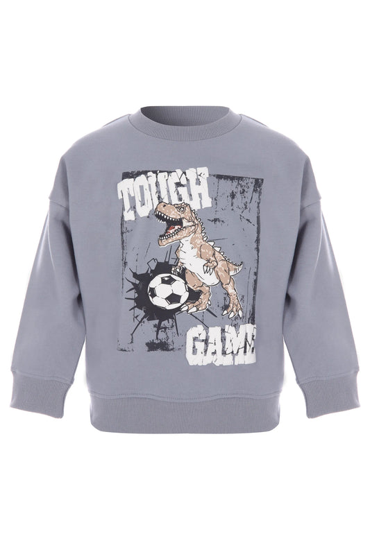 Younger Boys Blue Dinosaur Football Sweatshirt
