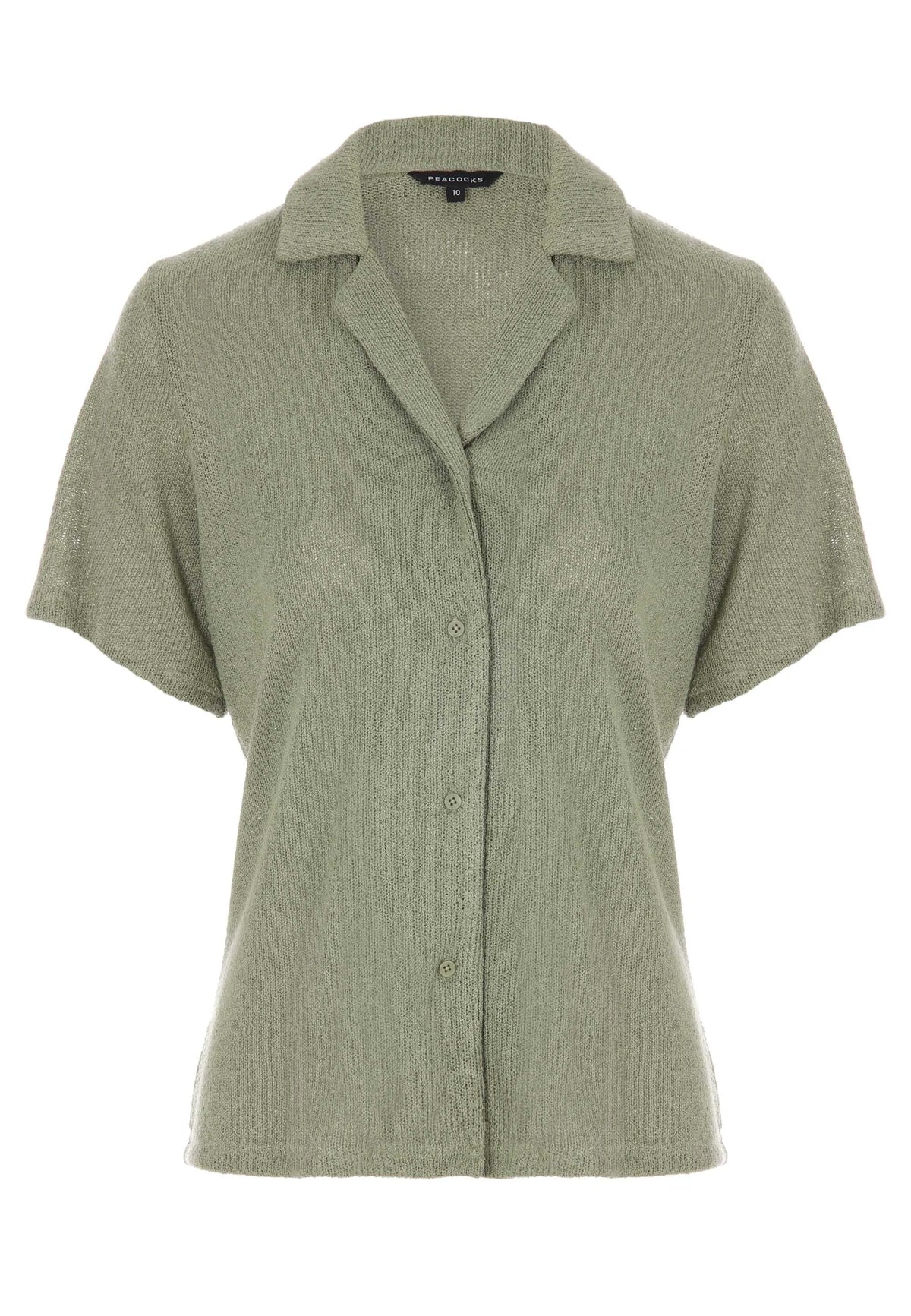 Womens Khaki Textured Short Sleeve Shirt