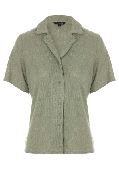 Womens Khaki Textured Short Sleeve Shirt
