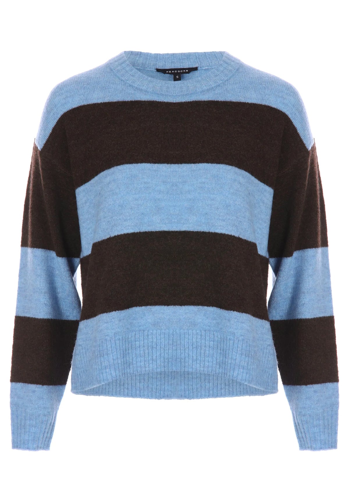 Womens Blue & Brown Stripe Jumper