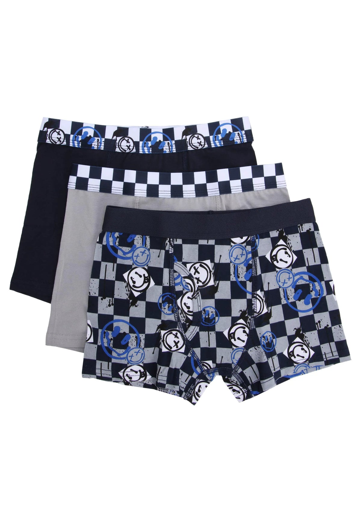 Older Boys 3pk Blue Checkerboard Trunks