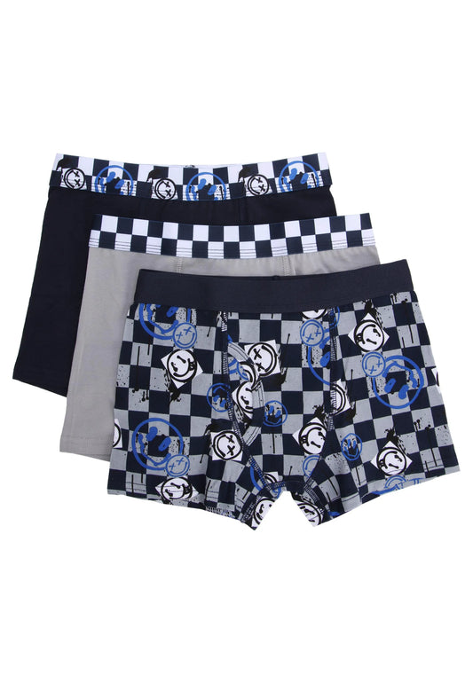 Older Boys 3pk Blue Checkerboard Trunks