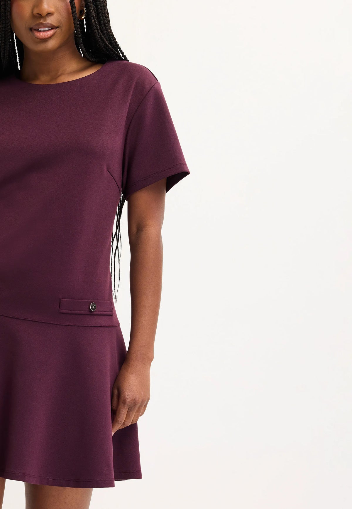 Womens Burgundy Fit & Flare Dress