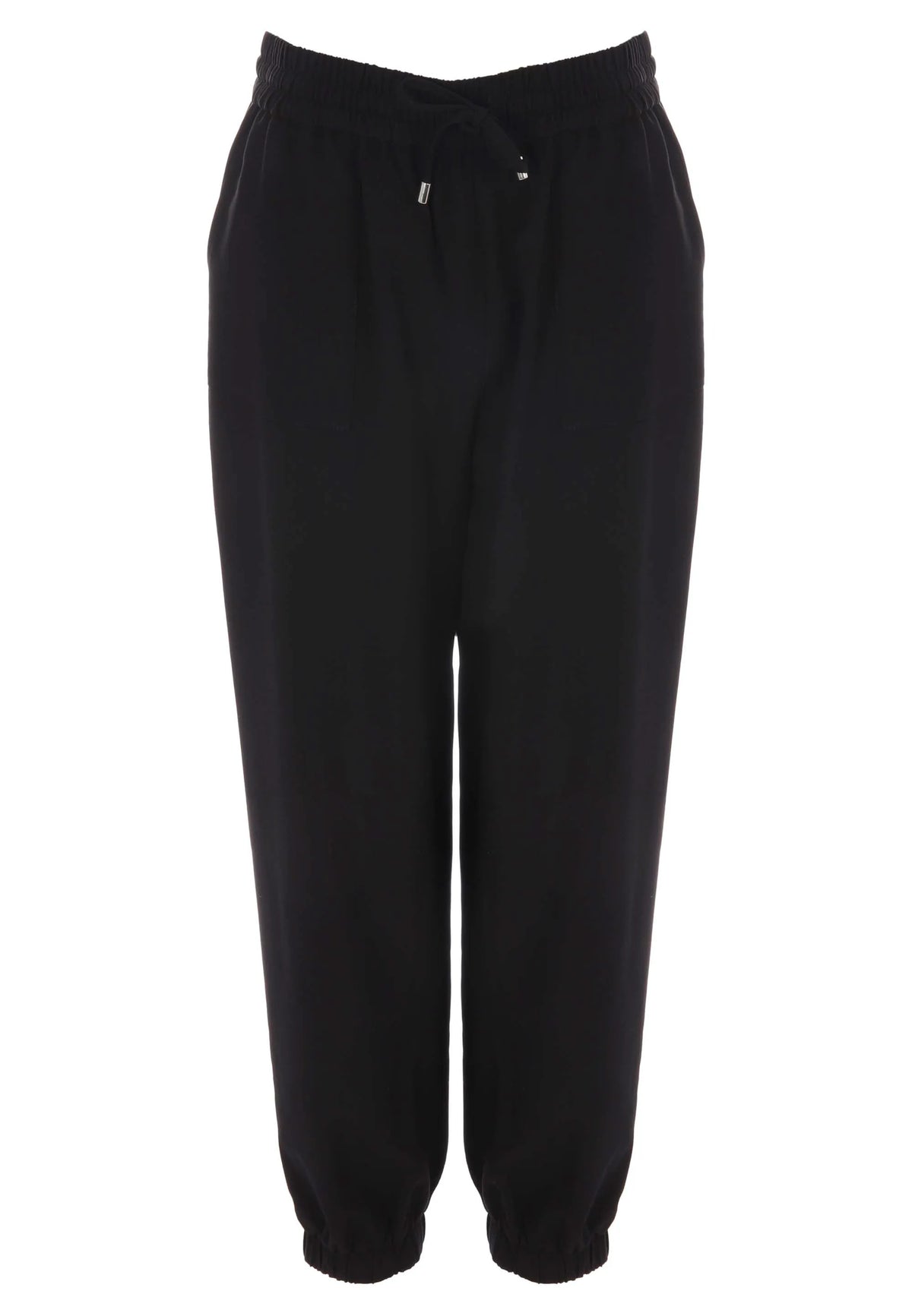 Womens Black Woven Cuffed Joggers