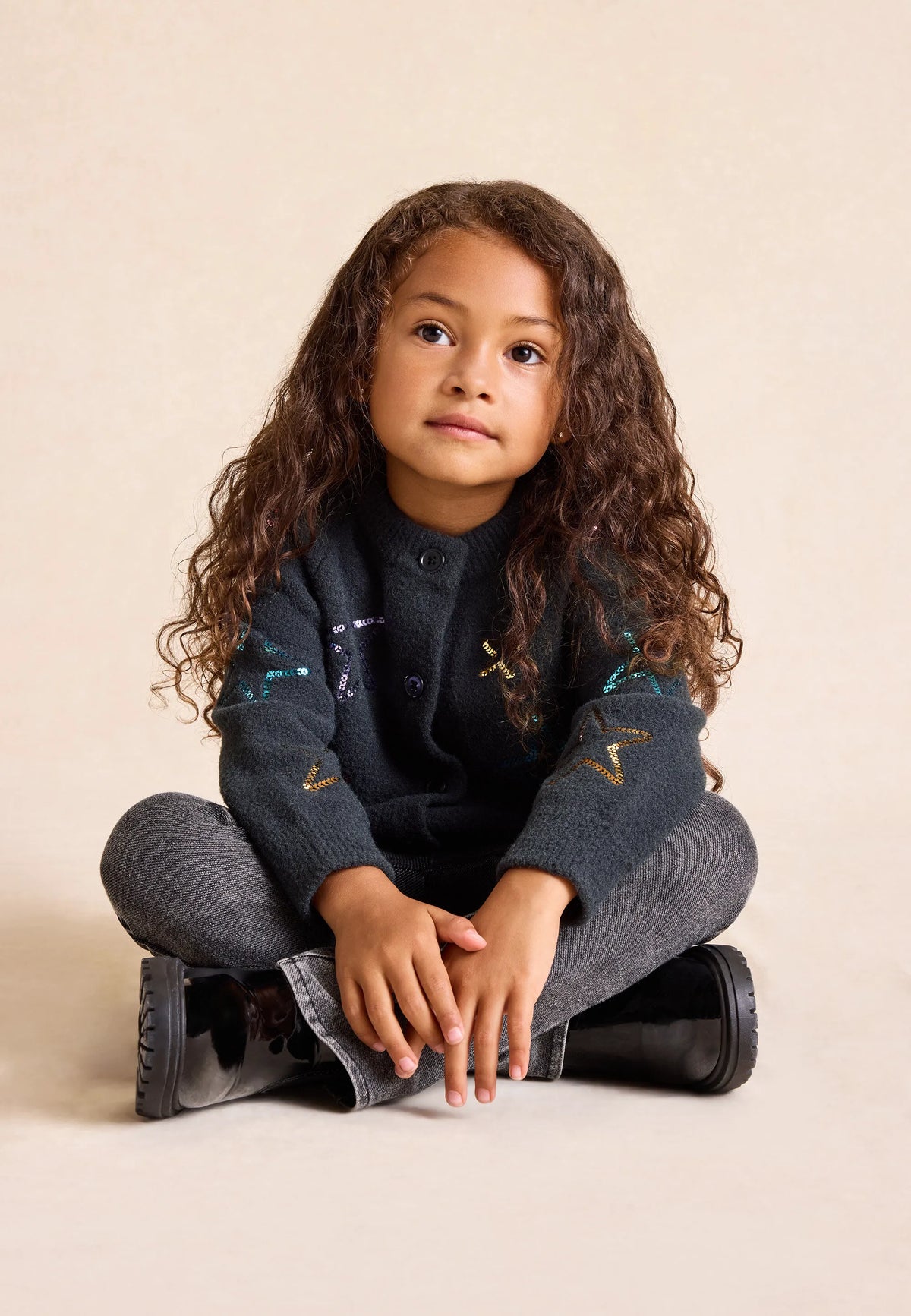 Younger Girls Grey Denim Stretch Bootcut Jeggings